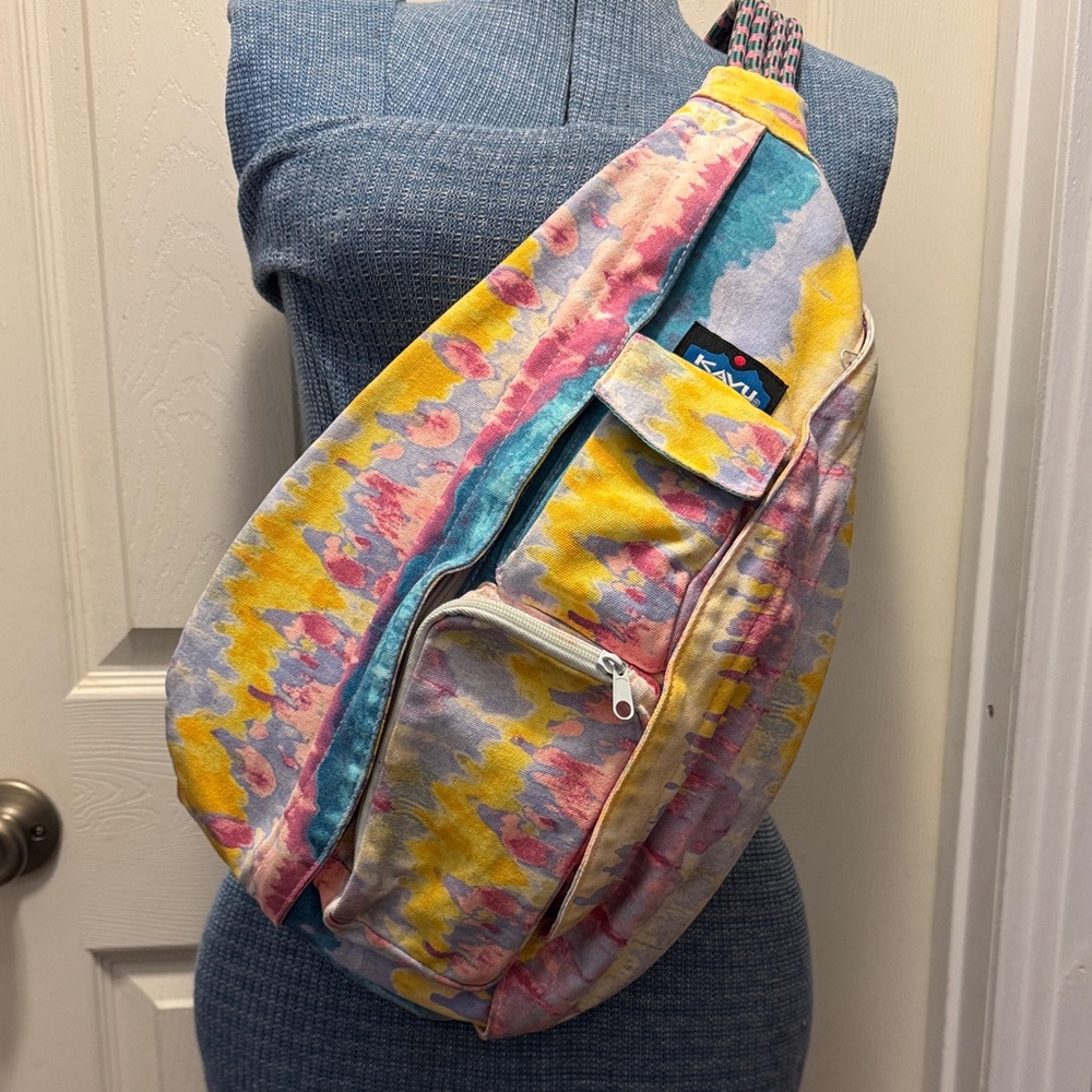 Kavu Multicolor Sling Bag with Pink, Yellow, and Blue